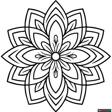 Free Flower Mandala Coloring Page for Kids Mandala Printable Free, Simple Mandala Coloring Pages, Mandala Printable, Easy Drawing Guides, Printable Flower, Drawing Guides, Geometric Quilt, Simple Mandala, Knit Ideas