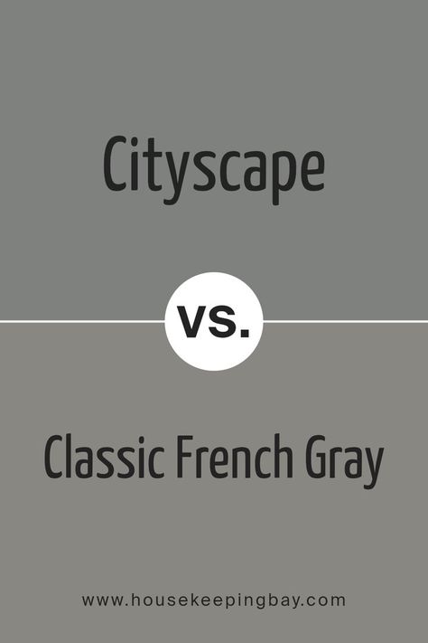 Cityscape SW 7067 by Sherwin Williams vs Classic French Gray SW 0077 by Sherwin Williams Classic French Grey Sherwin Williams Exterior, Classic French Grey Sherwin Williams, Sw Classic French Gray, Classic French Gray Sherwin Williams, Cloudy City, Sherwin Williams Coordinating Colors, Sherwin Williams Gray, Peaceful Garden, French Gray