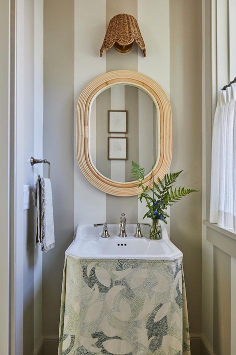 Southern Living Idea House 2024 Paint Colors For Small Bathrooms, Guest House Bathroom, Breakfast Room Green, Hanging Sconces, Lake House Bathroom, Small Bathroom Colors, Southern Design, Southern Living Homes, Best Paint