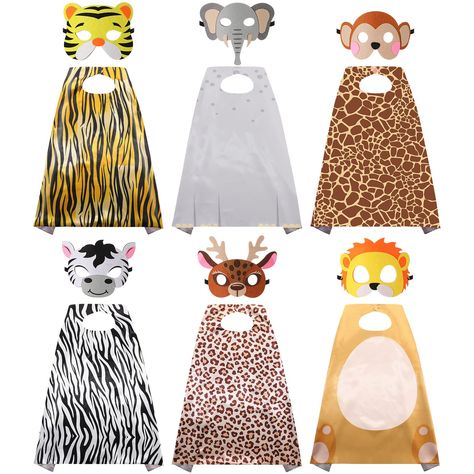 PRICES MAY VARY. Felt What You Receive: you will receive a package including 6 sets of jungle costumes in 6 different styles, including 6 pieces of animal masks and 6 pieces of animal capes, which is a good combination to satisfy your daily use and replacement Cute Wild Animal Design: these jungle masks and capes are designed with various wild animal elements, such as tiger, lion, monkey, elephant and more, matching well with the jungle animal theme, the whole design can easily attract kids' att Jungle Costume, Safari Party Favors, Pretend Play Costumes, Animal Mask, Capes For Kids, Animal Costumes, Puppy Birthday, Costume Themes, Jungle Animal