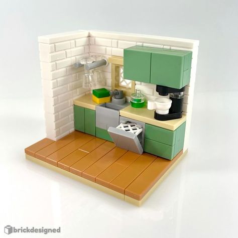 Jesse on Instagram: "Kitchen repost ☕️ I built this for a Christmas themed #furniturefriday a while back and it stands alone pretty well without the seasonal aspect 🍪 Inspired to build a dishwasher, the rest of the kitchen was designed around it 🍽️ . . . . #lego #afol #moc #grandma #legomoc #legomodular #modular #cooking #legocity #legotown #kitchen #cookies #legoideas #kitchendesign #legominifigures #interiordesign #legohouse #minifig #kitchenaid #legocreator #legocollection #legofurniture #legobuilding #legoexpert #legocustom #retro #vintagekitchen #kitchendecor" What To Build Out Of Legos, Lego Kitchen Moc, Legos To Build, Aesthetic Lego House, Easy Lego Houses To Build, Lego Stuff To Build, Lego Cottage Ideas, Lego House Interior, Fun Lego Builds