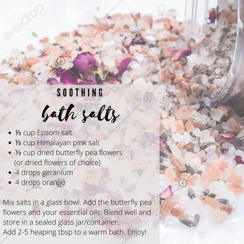 Diy Bath Salts With Flowers, Self Care Bath Ideas, Bath Salts Packaging Ideas, Diy Bath Tea, Diy Bath Salts Recipe, Epsom Salt Bath Recipe, Diy Bath Salts With Essential Oils, Herbal Bath Recipes, Bath Salt Recipe