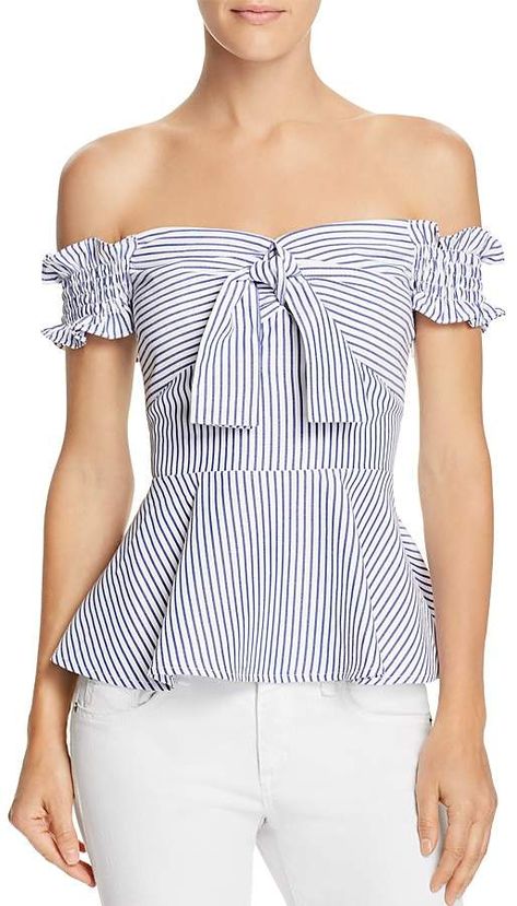 Lucy Paris Marianna Off-the-Shoulder Striped Peplum Top Striped Peplum Top, Peplum Hem, Cover Up Dress, Summer Looks, I Dress, Blouse Designs, Side Zip, Designing Women, Peplum Top