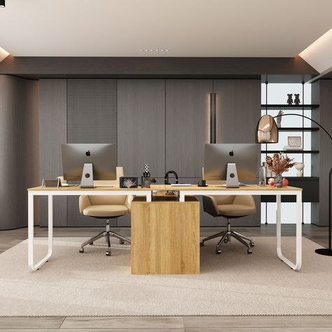 Working Station Office, Workstation Table Design, Work Stations Office Design, Two Person Desk, Working Station, Desk Student, Workstations Design, Desk Workstation, Office Decor Professional