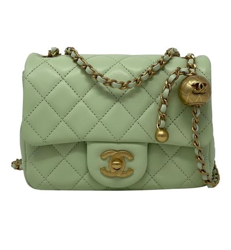 « Chanel Pearl Crush Mini Square 22C in Light Green. Comes with box, dust bag, ribbon, Camila and care booklet. Guaranteed Authentic! Item #: THA4600 » Pistachio Color, Chanel Pearls, Classic Flap Bag, Chanel Inspired, Leather Tassel, Dooney Bourke, Stylish Bag, Green Bag, Flap Bag