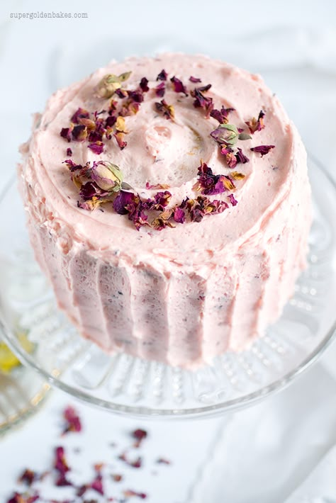 Perfectly Romantic Rose & Lemon Cake | supergolden bakes Lemon Layer Cakes, Frosting Cake, 32nd Birthday, Rose Recipes, Beautiful Desserts, Wedding Showers, Crescent Shape, Rose Cake, Köstliche Desserts