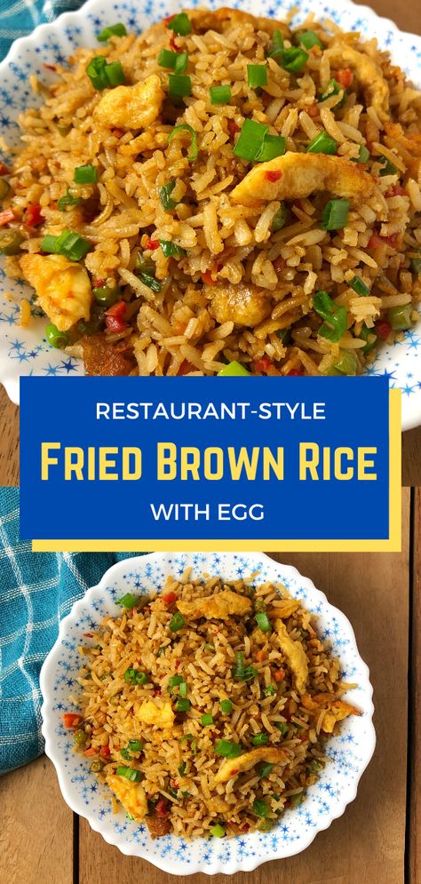 Chicken Fried Brown Rice Recipe, Egg Fried Brown Rice, Brown Rice Fried Rice Healthy, Brown Fried Rice With Egg, Fried Brown Rice Recipes Healthy, Chinese Brown Rice, Brown Fried Rice Healthy, Brown Minute Rice Recipes, Brown Fried Rice Recipe