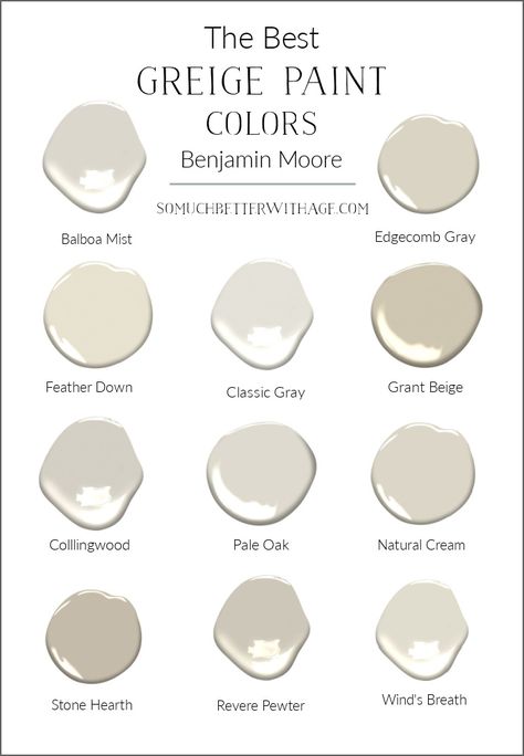 Benjamin Moore Greige, Benjamin Moore Beige, Best Greige Paint Color, Warm Grey Paint Colors, Best Gray Paint, Warm Gray Paint, Gray Paint Colors, Beige Paint Colors, Taupe Paint