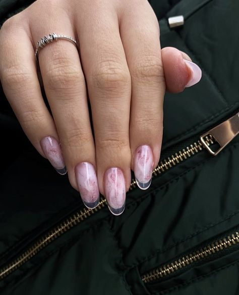 nails French Glass Nails Slim, Slim Almond Nails, Glass French Nails, Pink Glass Nails, Glass Manicures, Slim Nails Design, French Glass Nails, Glass Nails Designs, Slim Nails