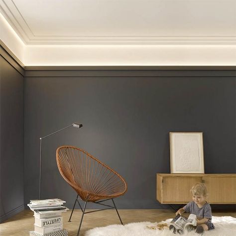 Inspiration | Davuka Cornice Ceiling Design, Cornices Ceiling Modern, Modern Cornice Design, Cornice False Ceiling Design, Cornice Design Ceilings, Ceiling With Cornice Design, Picture Rail Led Lighting, Cornice With Lighting, Coving With Lighting