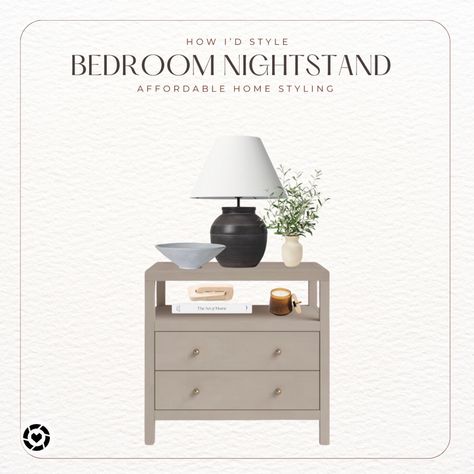 Nightstand styling with affordable home decor pieces Follow my shop @The.BasicBee on the @shop.LTK app to shop this post and get my exclusive app-only content! #liketkit #LTKsalealert #LTKhome #LTKfindsunder100 @shop.ltk https://liketk.it/4rzPd Nightstand Styling, Home Decor Pieces, 2 Drawer Nightstand, Soft Bedding, Decor Pieces, Affordable Home Decor, Drawer Nightstand, Ambient Lighting, Decorative Pieces