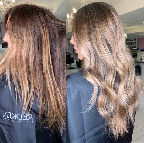 Brassy Hair Before And After, Scattered Highlights, Cap Highlights, Ashy Hair, Brassy Hair, Ashy Blonde, Redken Shades, Redken Shades Eq, Before After Photo