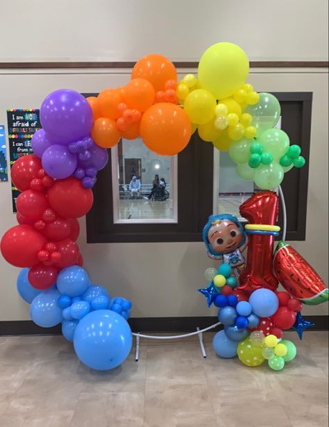 Cocomelon Theme Balloon Decorations, Cocomelon Balloon Backdrop, Cocomelon Balloon Decor, Coco Melon Balloon Garland, Cocomelon Balloon Arch, Cocomelon Balloon Garland, Cocomelon Balloon Decoration, Cocomelon Backdrop Ideas, Cocomelon Decoration