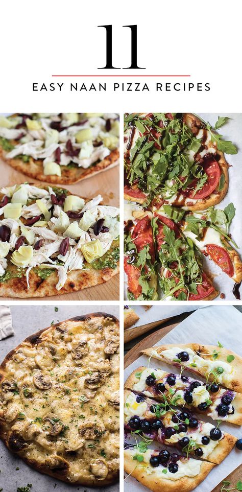 Naan Pizzas, Easy Naan, Naan Bread Pizza, Naan Pizza Recipes, Naan Pizza, Naan Recipe, Flatbread Recipes, Pizza Recipes Homemade, Flatbread Pizza