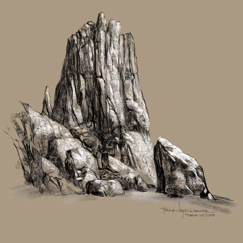 Rock Mountain Drawing, Rock Formations Drawing, Rocky Cliff Drawing, Rock Pencil Drawing, Rock Face Drawing, Cliff Drawing Reference, Rock Texture Drawing, Cliff Sketch, Rocks Tattoo