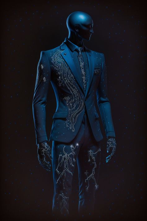 Sagittarius zodiac sign inspired suit Artistic Suits For Men, Galaxy Suit Mens, Star Suit, Zodiac Clothes, Suit Fashion Men's, Sci Fi Costume, Sagittarius Zodiac Sign, Starry Night Wedding, Costumes Couture