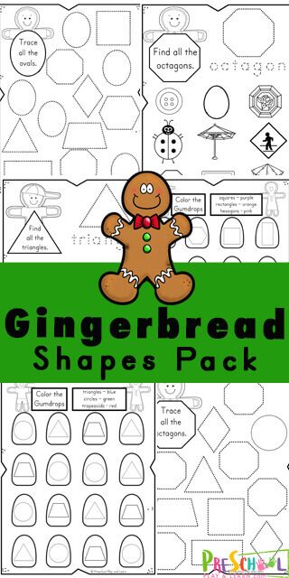 Christmas Shapes Activities, Gingerbread Shapes Free Printable, December Activities Kindergarten, Gingerbread Worksheets, Gingerbread Shapes, Free Printable Christmas Worksheets, Preschool Gingerbread, December Themes, December Preschool