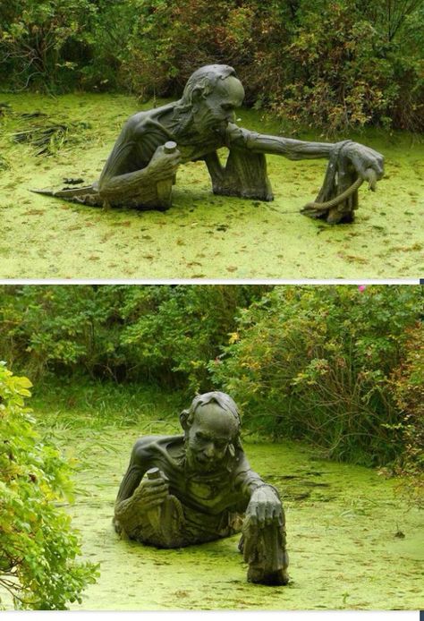 Swamp sculpture in eastern Ireland Garden Art Sculptures Cement, The Ferryman, Sculpting Ideas, Wicklow Ireland, Concrete Statues, 2024 Halloween, Indian Sculpture, Urban Nature, Building Art