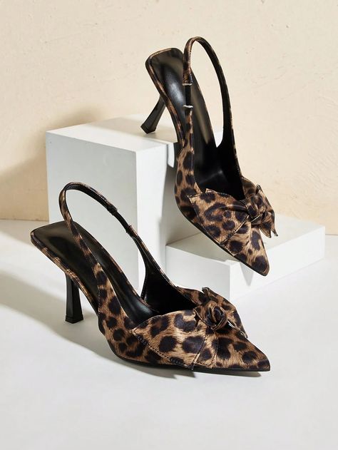 Canary Houze · Products · Wild Nights: Leopard Print Pointed Toe Heels with Bowknot and Ankle Straps · Shopify Zapatos Animal Print, Leopard Print High Heels, Outfit Elegantes, Random Style, Trending Sandals, Stylish Sandals, Pointed Toe Heels, Shoe Print, Animal Prints