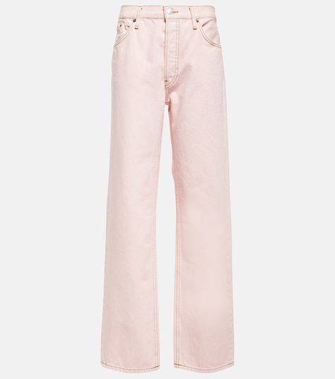 Loose Long Jeans in Pink - Re Done | Mytheresa Style Finder, Long Jeans, Vintage Denim, Denim Fashion, Straight Jeans, Polyester Material, Designing Women, Womens Bottoms, Denim Jeans