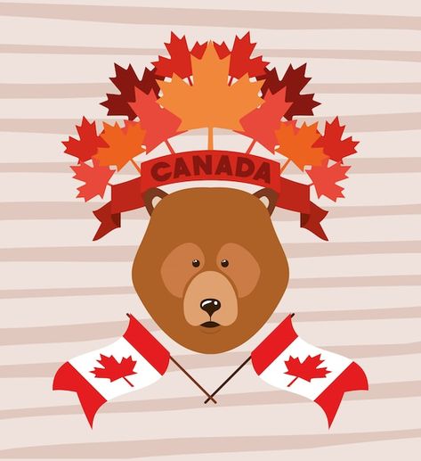 Fête Du Canada Avec Ours Et Feuille D'ér... | Free Vector #Freepik #freevector #feuille-canada #drapeau-canada #drapeau-canadien #patriote Madeleine