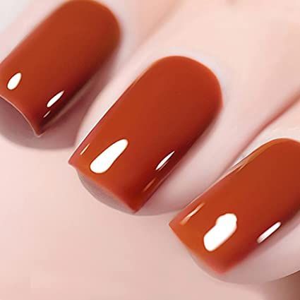 Dark Orange Nails Fall, Pumpkin Orange Nails, Dark Orange Nails, Amber Nails, Applying Nail Polish, Autumn Nail Designs, Popular Nail Colors, Brown Nail Polish, Orange Nail Polish