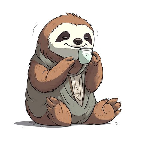 Sloth Drawing Reference, Sloth Profile Picture, Cartoon Art Styles Animals, Cute Sloth Drawing Kawaii, Sloth Cartoon Drawing, Sloth Reference, Sloths Drawing, Sloth Character Design, Sloth Drawings