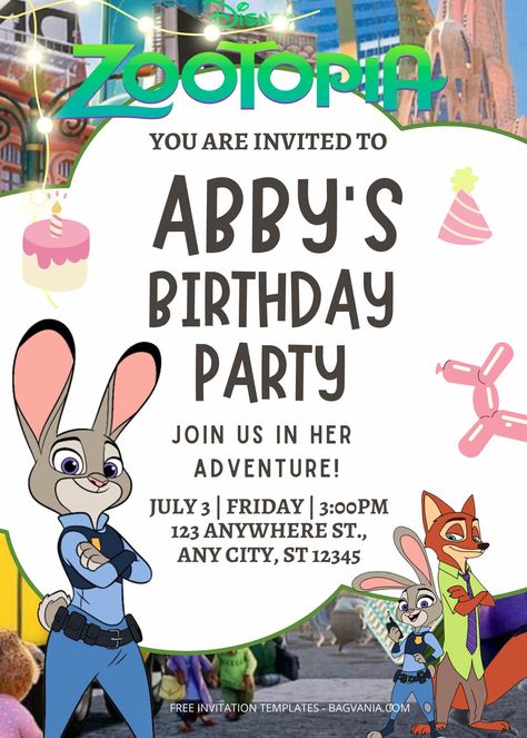 Nice FREE Zootopia Birthday Invitation Templates #free #freeinvitation2019 #birthday #disney #invitations #invitationtemplates Pixar Birthday, Zootopia Birthday Party, Zootopia Birthday, Zootopia Characters, Free Wedding Invitation Templates, Pj Masks Birthday, Movie Birthday, Disney Invitations, Creative Invitations