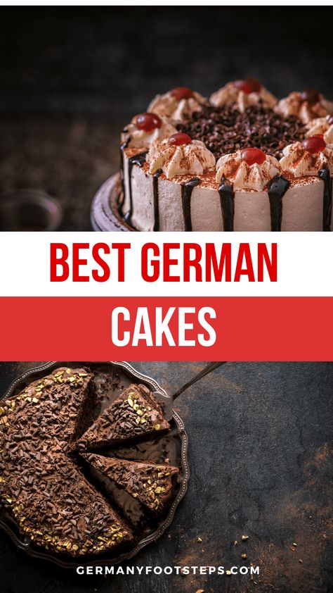 Learn all about traditional and authentic German cakes with the most popular Germany cakes and some delicious German cake ideas. Don't miss these in Germany! German Desserts Authentic, German Deserts, German Sweets, German Cakes Recipes, Traditional German Desserts, Gelato Cake, German Pastries, German Christmas Food, Germany Food