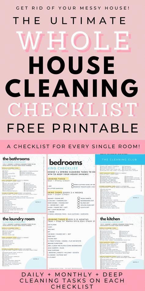 Finally, a realistic yet complete total house cleaning checklist that will help you keep your house clean all year long! It has a daily, weekly and monthly cleaning schedule as well as your general, deep cleaning and spring cleaning checklists - all on one page! One Week Deep Clean House, How To Keep House Organized And Clean, House Cleaning List By Room, Things To Deep Clean In Your House, How To Deep Clean Your House Room By Room, Quick Deep Cleaning House, How To Deep Clean Your House In A Week, Deep Cleaning Apartment Checklist, Deep Clean House Schedule