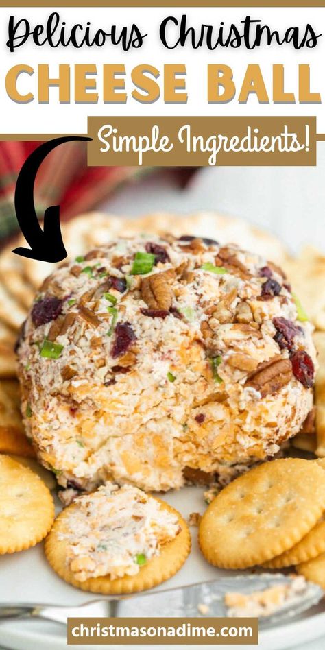 This Homemade Christmas Cheese Ball is perfect to serve as appetizer or a side dish for all your holiday dinners. Serve with crackers and vegetables. For an impressive dip to serve this holiday, make this cheese ball. It is loaded with flavor and easy to make. You can easily change the ingredients to what you prefer for this holiday recipe. #christmasonadime #christmascheeseball #cheeseball Christmas Cheeseball, Christmas Cheese Ball, Cheeseball Recipes, Cheese Ball Recipes Easy, Holiday Cheese, Best Macaroni Salad, Christmas Cheese, Cranberry Cream Cheese, Cranberry Cheese