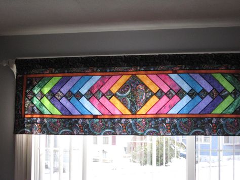 Quilt Valance Ideas, Quilted Valance Ideas, Braid Quilts, Window Valence, Braid Quilt, Quilted Curtains, Quilt Display, Stained Glass Quilt, Quilting Board