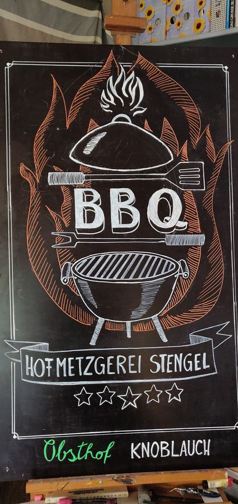 Bbq Chalkboard Sign, Chalk Art Restaurant, Birthday Chalkboard Art, Bbq Competition, Grilling Art, Coffee Chalkboard, Chalk Signs, Chalkboard Stand, Chalk Sign