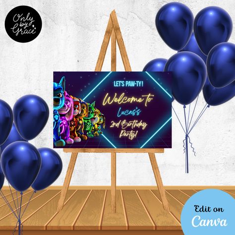 Paw Patrol Birthday Invitations, Birthday Welcome Sign, Welcome Sign Template, Paw Patrol Birthday, Dayton Ohio, Party Needs, Sign Templates, 2nd Birthday Parties, Faith Based