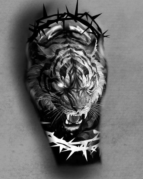 Black Tiger Tattoo, Tigres Tattoo, Drawings With Charcoal, Cute Tattoo Ideas, Black Men Tattoos, Tiger Tattoo Sleeve, Aesthetic Elements, All Black Tattoos, Surreal Tattoo