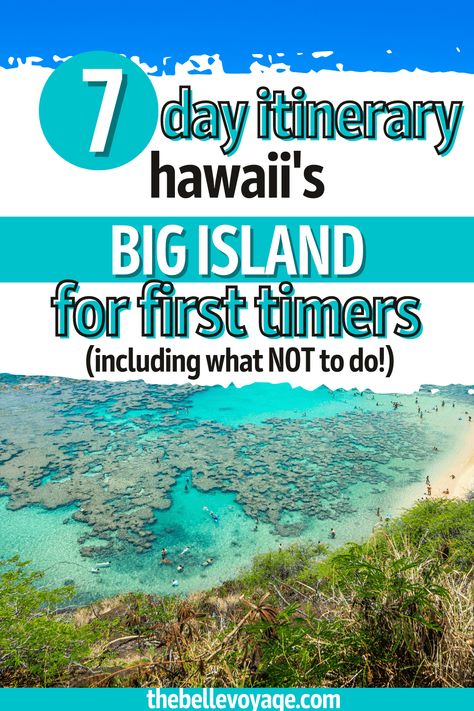 If you're going to the Big Island of Hawaii, this 7 day Big Island itinerary will walk you through exactly how to spend your time on Hawaii's largest island!  Plan your Hawaiian vacation with these Hawaii travel tips for the best things to do, where to stay, and what to eat for the best food on the Big Island.  This Hawaii travel guide also includes tips on what to pack for Hawaii. #hawaii #travel #itinerary Big Island Itinerary, Big Island Hawaii Beaches, Visiting Hawaii, Hawaii Vacation Tips, Hawaii Trip Planning, Big Island Travel, Hawaii Packing, Hawaii Activities, Hawaii Itinerary