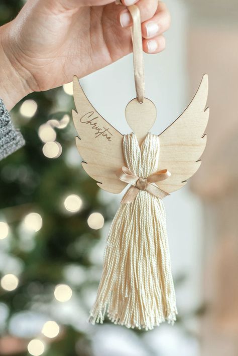 Christmas Angels To Make, Diy Christmas Activities, Diy Christmas Candy, Christmas Angel Crafts, Craft Work For Kids, Wooden Angel, Angel Crafts, Bracelets Handmade Diy, Christmas Templates