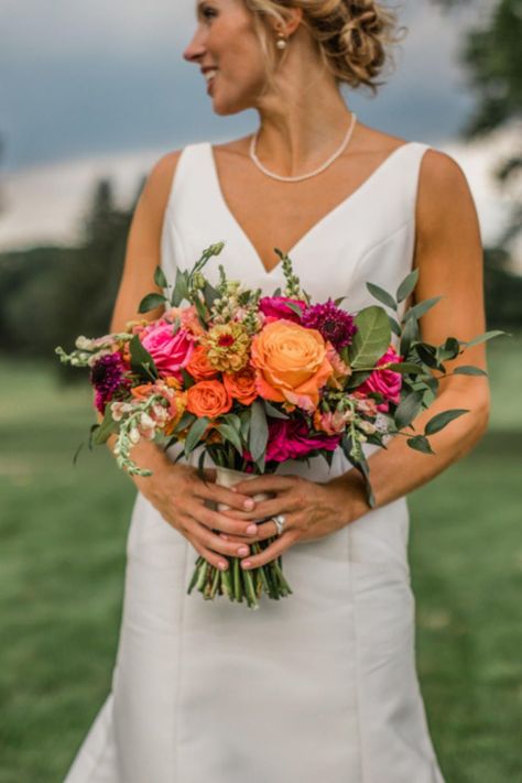 Fall Desert Wedding Flowers, Classy Colorful Wedding Flowers, Champagne And Bright Florals, Bride Bouquets Bright Colors, Colorful Floral Bouquets, Eucalyptus And Bright Flowers, Bright Floral Wedding Bouquet, Bright Flower Bouquet Wedding, Wedding Bouquets Colorful Summer