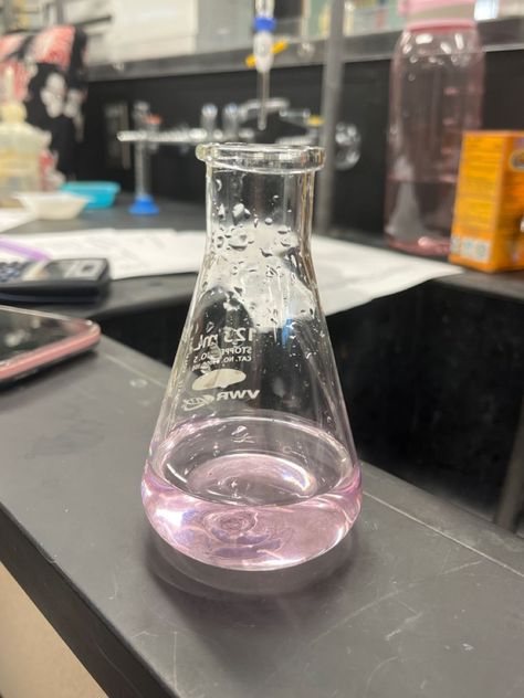 Titration Aesthetic, Chem Lab Aesthetic, Titration Chemistry, Chemistry Lab Aesthetic, Chemist Aesthetic, Aesthetic Laboratory, Pink Chemistry, Lab Experiment Oc, Pharmacy Lab