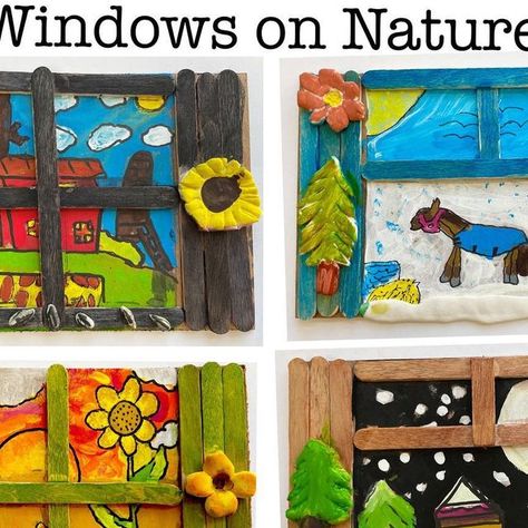 Painted Paper Art | Laura Lohmann on Instagram: "Windows on Nature. 🌲🏔️🍁☀️🌻 My 5th graders loved creating their @popsicle windows depicting their favorite season and natural elements. @naea_arteducators @popsicle #stickwithartcontest #favoriteprojectoftheyear #paintedpaperartlessons" Painted Paper Art, Spring Art, Window Art, December 7, Open Window, Favorite Season, Art Lesson, Lesson Ideas, Natural Elements