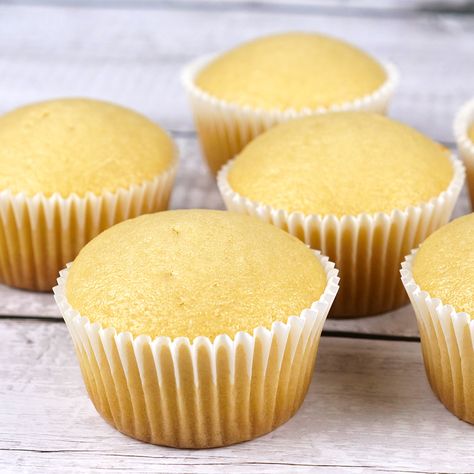 Super Moist Vanilla Cupcakes | No Egg No Milk No Butter Cake Vanilla Cupcakes Vegan, Cupcake Recipes No Butter, Plain Vanilla Cupcakes, Cupcakes With No Eggs, No Milk Cupcakes Recipes, Vegan Vanilla Muffins, No Egg Cupcakes, No Butter Cupcakes, No Milk Muffins