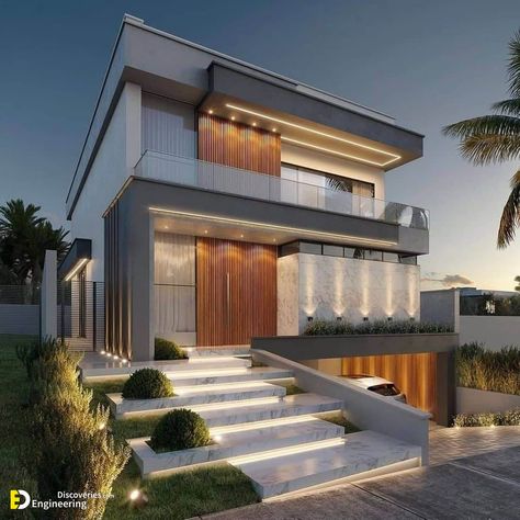 36+Inspiring Modern House Design Ideas  - Engineering Discoveries Modern Facades, Modern Villa Exterior, Villa Exterior Design, 3 Storey House Design, House Design Ideas, Best Modern House Design, Real Estates Design, House Arch Design, Modern Exterior House Designs