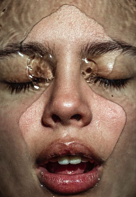 Face Submerged In Water, Face Underwater Photography, Water Face Photography, Face Emerging From Water, Face In Water Drawing, Face Out Of Water, Face Coming Out Of Water, Face In Water Photography, Human Form Photography