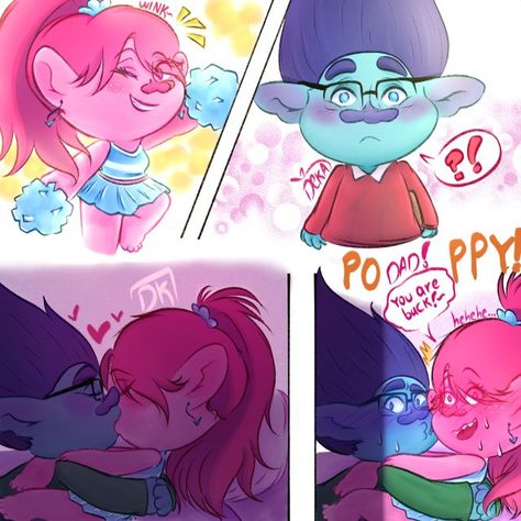 Poppy X Branch Fanart, Poppy And Branch Fanart, Broppy Comics, Branch Fanart, Trolls Ships, Broppy Fanart, Trolls Poppy X Branch, Trolls Poppy And Branch, Poppy X Branch