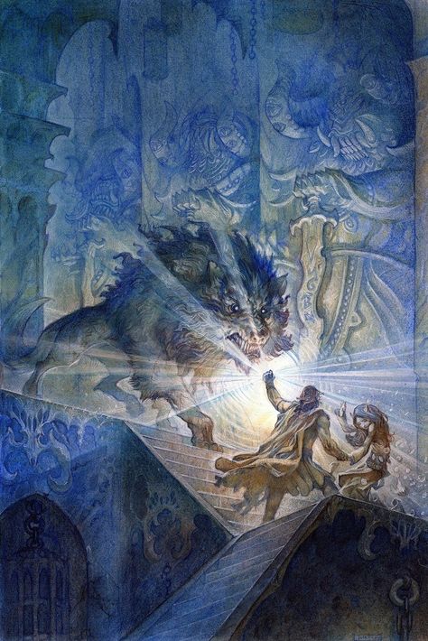 Carcharoth by Justin Gerard Justin Gerard, Age Illustration, Arte Pulp, John Howe, Middle Earth Art, Mandala Rock Art, Tolkien Art, Lotr Art, Fantasy Concept Art