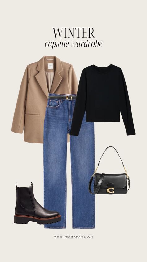 2024 Winter Business Casual, Spring Work Capsule Wardrobe 2024, Winter Outfits To Work, March Outfit Ideas 2024, Winter Office Capsule Wardrobe, Winter Time Capsule Wardrobe, Timeless Pieces Capsule Wardrobe, Classic Style Outfits Winter, Capsule Outfits Winter