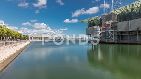 Panorama Showing Lisbon Oceanarium Timelapse, Located In The Park Of Nations. Lisbon Oceanarium, Lisbon, The Park, Stock Video, Stock Footage