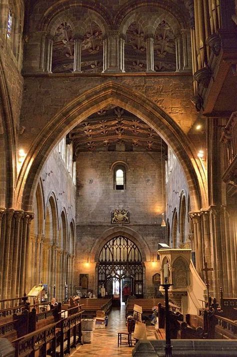 England Travel Inspiration - St Mary’s Church in Shrewsbury, Shropshire Staircase Fireplace, Shropshire England, Shrewsbury Shropshire, Gothic Church, European Architecture, Saint Marys, Cathedral Church, Church Architecture, Church Building