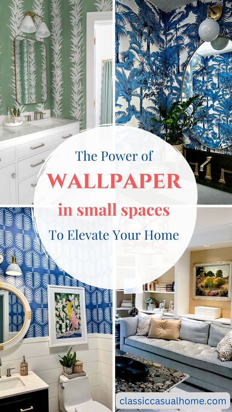 Whole Room Wallpaper, Small Room Wallpaper Ideas, Wallpaper Small Living Room, Wallpaper For Small Room, Small Foyer Wallpaper, Small Entryway Wallpaper Ideas, Small Living Room Wallpaper Ideas, Wallpaper In Home Office, Wallpaper On Window