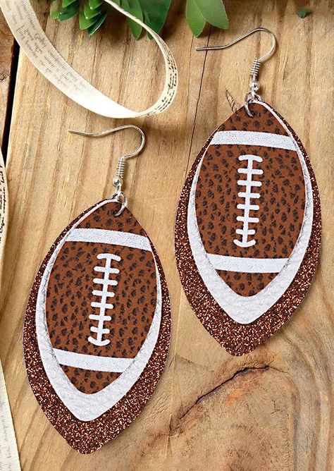 Product Description Package: 1 pair Gender: Women Shapepattern :Water Drop Style: Casual Material: PU Decoration : Sequined Item Weight: 20.00 gram Size: 4*8.5cm Football Earrings, Style Sportif, Glitter Earrings, Sports Lover, Girls Jewelry, Water Drop, Fashion Jewelry Necklaces, Ladies Boutique, Leather Earrings